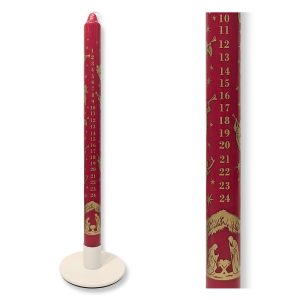 Barbara Behr Nativity Red and Gold Dinner Candle