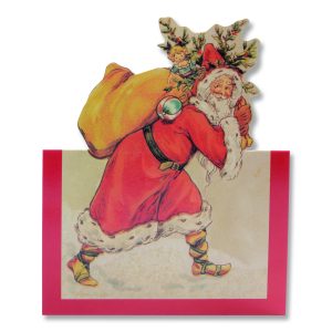 Father Christmas And Tree Nostalgic Christmas Card
