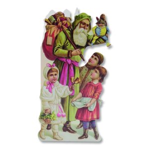 Santa Children And Toys Nostalgic Christmas Card